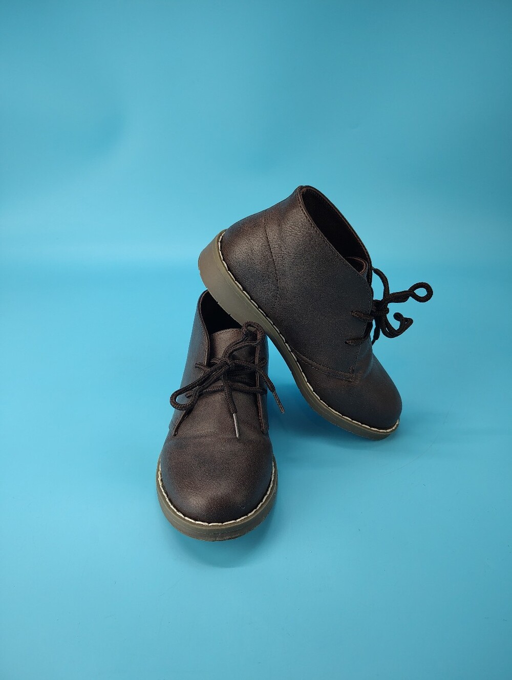 The Children's Place Boys Size 1 Youth Ankle Dress Boots Brown VG